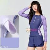  Bộ Bơi Bé Gái Tay Dài Quần Ngắn Màu Loang (35-57kg) 