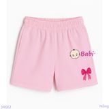  Quần Short  Màu Trơn In Nơ Cho Mẹ Và Bé (20kg - 53kg) 