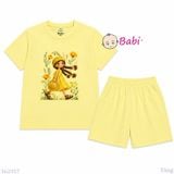  (H1) Bộ Bé Gái Tay Ngắn Quần Đùi Cô Gái Và Hoa (30-55kg) 