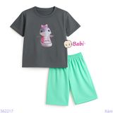  Bộ Bé Gái Quần Lửng In Hình Cá Heo Dễ Thương (23-56kg) 