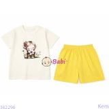  Bộ Bé Gái Tay Ngắn Quần Đùi Hình Bé Và Hoa (24-52kg) 
