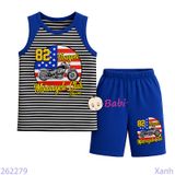  Bộ Sát Nách Sọc Raplang Quần Lửng In Xe (10-25kg) 