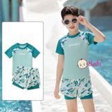  Bộ Bơi Bé Trai Tay ngắn Quần Ngắn Chữ Summer (23-47kg ) 