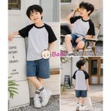  Áo Thun Cotton Tay Ngắn Raplang Màu Trơn (30-70kg) 