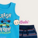  Bộ Sát Nách Quần Lửng Bé Trai In Xe Hơi (10-25kg) 