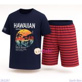  Bộ Tay Ngắn Quần Lửng In Chữ Hawaiian (30-60kg) 