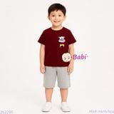  Bộ Thun Bé Trai Tay Ngắn Quần Ngắn Hình Shin Áo Đỏ (23kg - 62kg) 