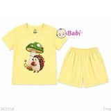  (H2) Bộ Bé Gái Tay Ngắn Quần Đùi In Hình Nấm (30-55kg) 