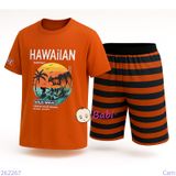 Bộ Tay Ngắn Quần Lửng In Chữ Hawaiian (30-60kg) 