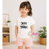  (H5) Áo Thun Bé Trai Bé Gái Cotton In Chữ Shun Shine Mặc Mát Mùa Hè (33-70Kg) 