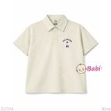  Áo Thun Cổ Trụ Bé Trai Bé Gái Tay Ngắn Hình Gấu (30-75kg) 