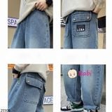  Quần Jeans Trẻ Em  Màu Trơn In Chữ LCBA (30kg - 47kg) 