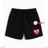  Quần Short Màu Trơn In Tim Cho Mẹ Và Bé (20kg - 53kg) 