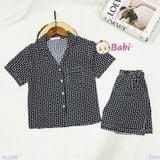  Bộ Pijama Tay Ngắn Quần Đùi Họa Tiết Caro (25-58kg) 