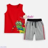  Bộ Sát Nách Quần Lửng Bé Trai In Khủng Long (10-25kg) 