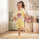  (H5) Bộ Bé Gái Tay Ngắn Quần Đùi Hình Cô Gái Nơ Hồng (30-55kg) 