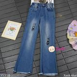  Quần Jean Dài Ống Loe Wax Rách Sành Điệu Cho Bé Gái Size Đại (6 - 11 tuổi) 