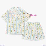  Bộ Pijama Tay Ngắn Quần Đùi Họa Tiết Gấu (25-58kg) 