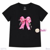  (H4) Áo Thun Baby Tee Mẹ Và Bé In Nơ Hồng (30-68Kg) 