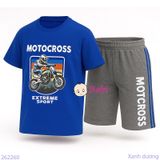  Bộ Tay Ngắn Quần Lửng In Chữ Motocross (30-60kg) 