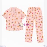  Bộ Pijama Tay Ngắn Quần Dài Họa Tiết Gấu Bi (25-58kg) 