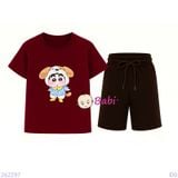  Bộ Thun Bé Trai Tay Ngắn Quần Ngắn Hình Bé Shin Cute (23kg - 62kg) 
