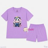 (H3) Bộ Bé Gái Tay Ngắn Quần Đùi In Hình Gấu (30-55kg) 