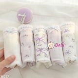  Set 5 Chip Cotton Bé Gái In Hoa Tím Dễ Thương (35-52kg) 