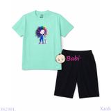 Bộ Bé Gái Tay Ngắn Quần Lửng Bé Tóc Màu M1(20-55kg) 