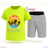  Bộ Tay Ngắn Quần Lửng In Chữ BEACH (30-47kg) 