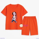  Bộ Bé Gái Quần Lửng In Hình Cô Bé Mắt Kính (23-56kg) 