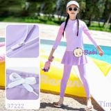  Bộ Bơi Bé Gái Tay Dài Quần Dài Màu Tím (26-50kg) 