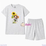  Bộ Bé Gái Tay Ngắn Quần Lửng Bé Hoa (20-55kg) 