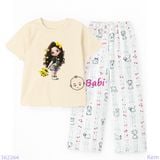  Bộ Tay Ngắn Quần Suông Dài Bé Gái Hoa Vàng (20-72kg) 