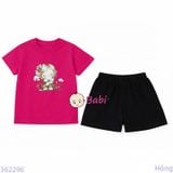  Bộ Bé Gái Tay Ngắn Quần Đùi Hình Bé Và Hoa (24-52kg) 