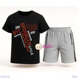  Bộ Tay Ngắn Quần Lửng Màu Đen In Chữ (30-60kg) 