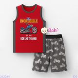  Bộ Sát Nách Quần Lửng Bé Trai In Xe Moto (10-25kg) 