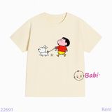  Áo Thun Gia Đình In Hình Bé Shin Áo Đỏ (26-72kg) 