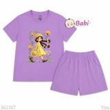  (H1) Bộ Bé Gái Tay Ngắn Quần Đùi Cô Gái Và Hoa (30-55kg) 