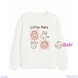  Áo Thun Trắng Cho Bé Gái Cổ Tròn Tay Dài Họa Tiết Xinh Xắn (6 - 15 tuổi) 