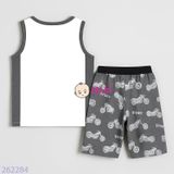  Bộ Sát Nách Quần Lửng Bé Trai In Xe Moto (10-25kg) 