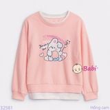  Áo Thun Tay Dài Cho Bé Gái Cổ Tròn In Họa Tiết Dễ Thương (6 - 15 tuổi) 