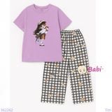  Bộ Tay Ngắn Quần Suông Dài Bé Gái Trà Sữa (20-72kg) 