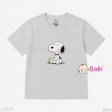  (H1)Áo Thun Cotton Tay Ngắn Bé Trai In Snoo.py (35-70kg) 