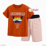  Bộ Tay Ngắn Quần Lửng In Chữ Califorina (30-47kg) 