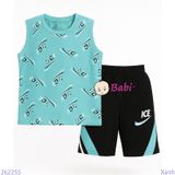  Bộ Sát Nách Quần Lửng  Bé Trai In Chữ Đơn Giản (23-53kg) 