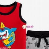 Bộ Sát Nách Quần Lửng Bé Trai In Cá Mập (10-25kg) 