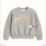  Áo Thun Tay Dài Form Rộng Happy Vibes Cho Bé  (17kg-75kg) 