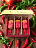  Set 3 móc khóa tương ớt siêu cay Love & Spice 3 cấp độ - CAY QUÁ ĐÃ x CAY AIYA! x CAY NHƯ QUỶ chai 80g x 3 