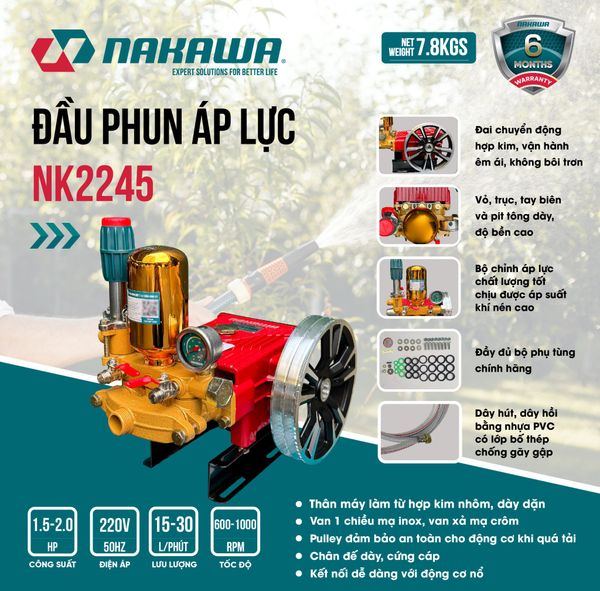 Đầu phun áp lực NAKAWA NK2245